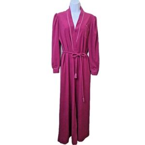 Vintage 70s Velour Robe Dressing Gown Hot Pink Fleece Size 13 Jennifer Dale‎